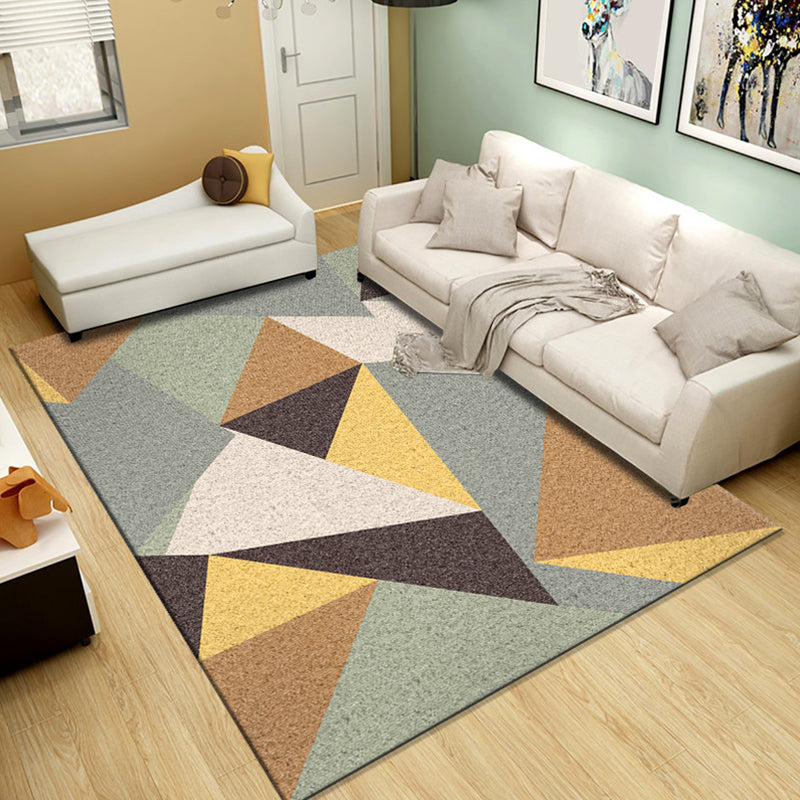Multicolor Geometric Pattern Rug Polyester Modern Rug Pet Friendly Washable Non-Slip Area Rug for Living Room