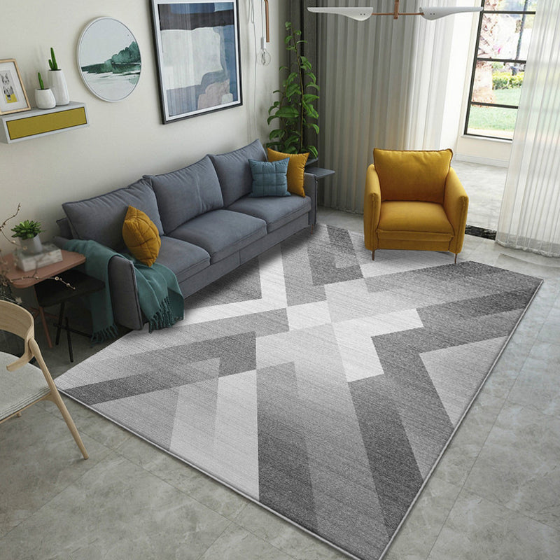 Multicolor Geometric Pattern Rug Polyester Contemporary Rug Pet Friendly Washable Non-Slip Area Rug for Living Room