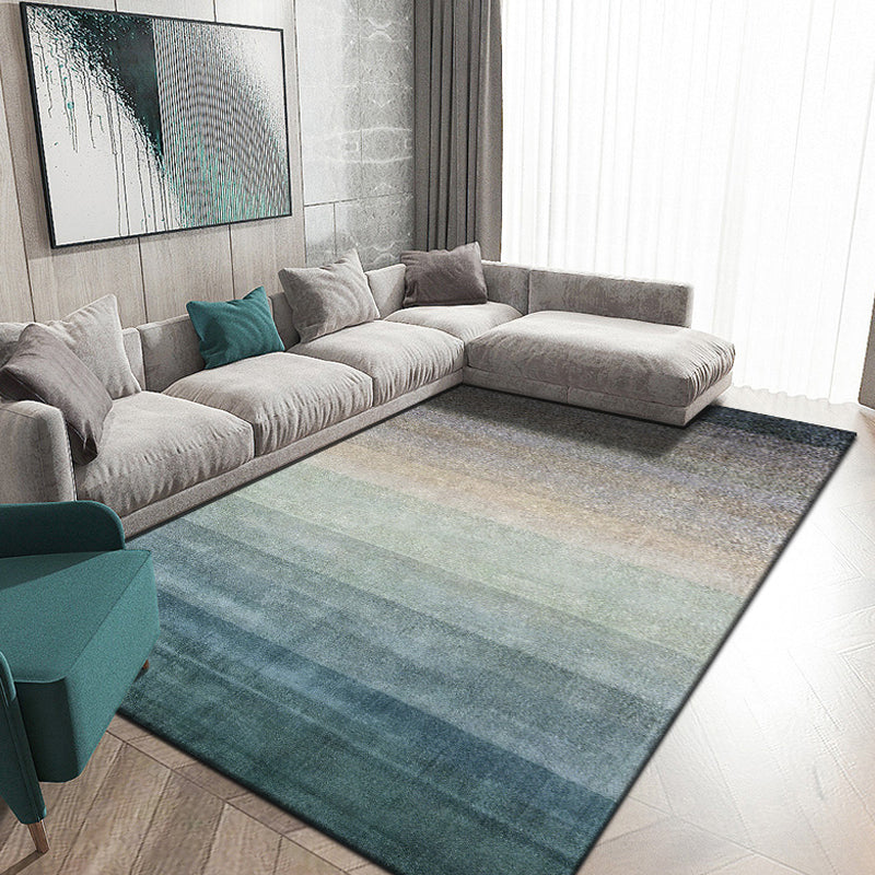 Modernist Ombre Pattern Rug Multicolor Polyester Rug Non-Slip Pet Friendly Washable Are Rug for Bedroom