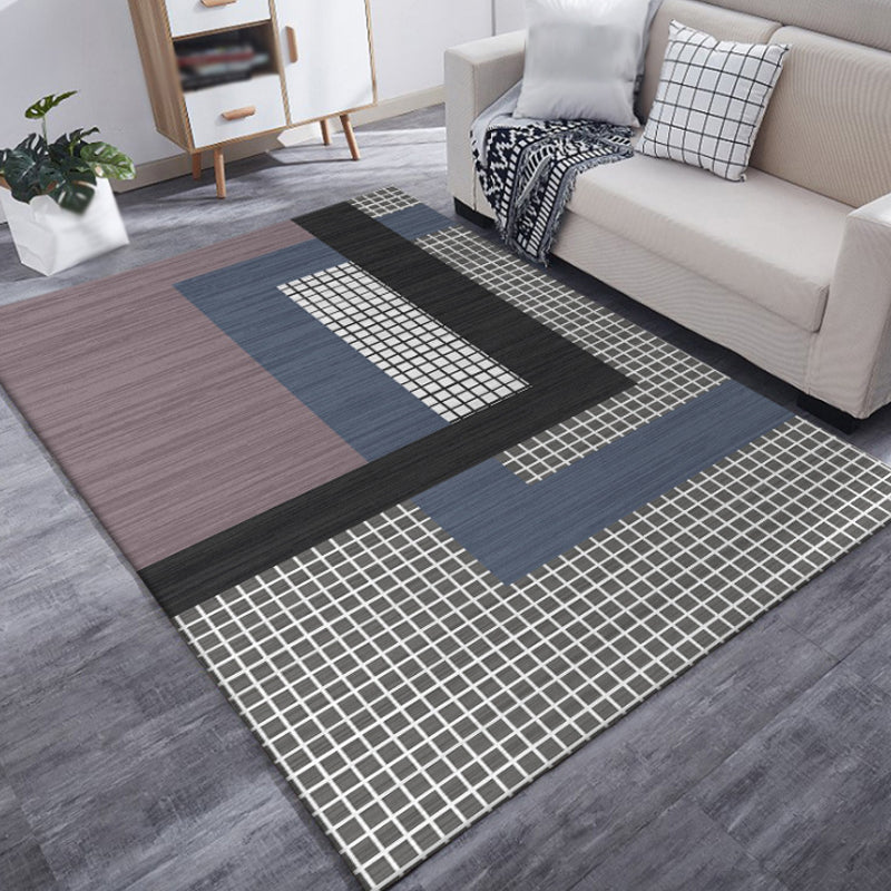 Stylish Geometric Pattern Rug Multicolor Modern Rug Polyester Pet Friendly Washable Non-Slip Area Rug for Bedroom