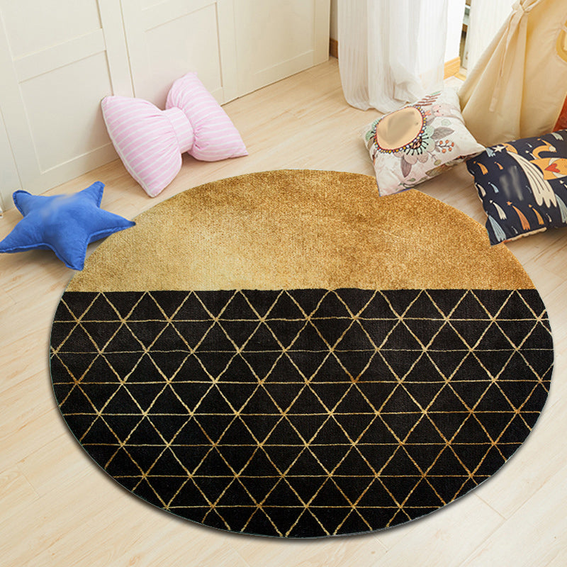 Multicolor Geometric Pattern Rug Polyester Minimalist Rug Pet Friendly Washable Non-Slip Area Rug for Living Room