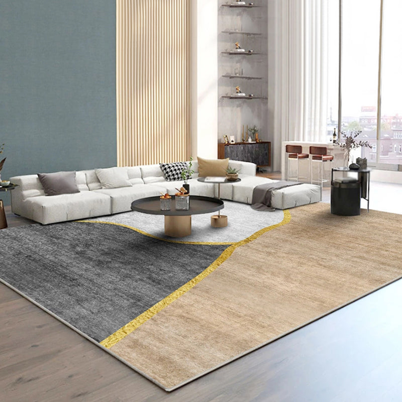 Multicolor Living Room Rug Modernism Colorblock Rug Polyester Washable Anti-Slip Backing Pet Friendly Carpet