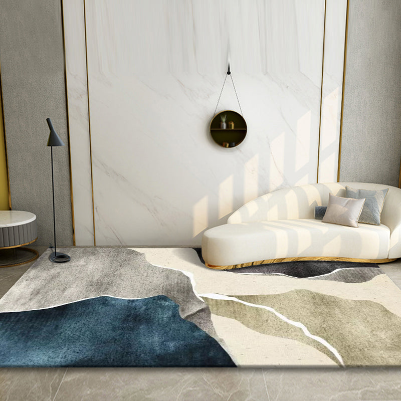 Creative Colorblock Rug Multicolor Modern Rug Polyester Pet Friendly Washable Non-Slip Area Rug for Bedroom