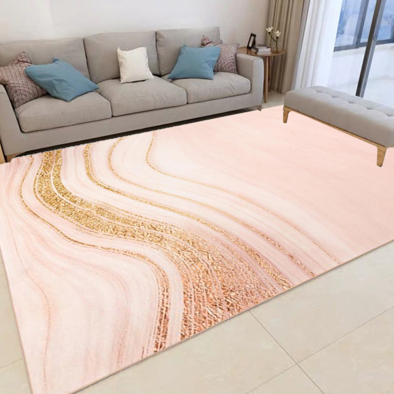 Yellow and Green Abstract Rug Chenille Modern Rug Pet Friendly Washable Non-Slip Area Rug for Living Room