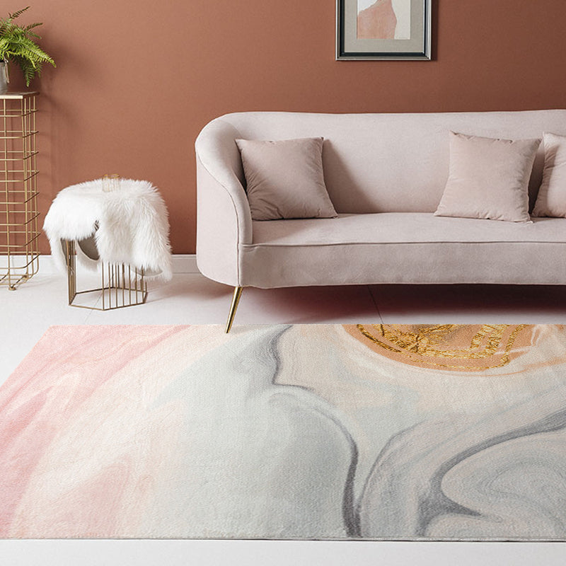 Stylish Abstract Rug Blue Minimalist Rug Polyester Pet Friendly Washable Non-Slip Area Rug for Bedroom