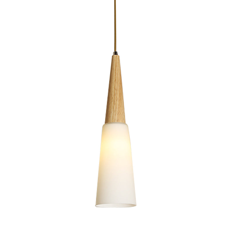 Opal Glass Slim Cone Hanging Light Corridor Simple Style Pendant Lamp in White