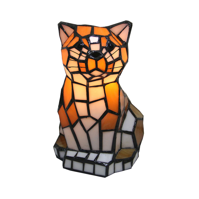 Lampada di accento per tonalità di gatto marrone Tiffany colorato 1 1 leggero lampada da tavolo colorata per letto