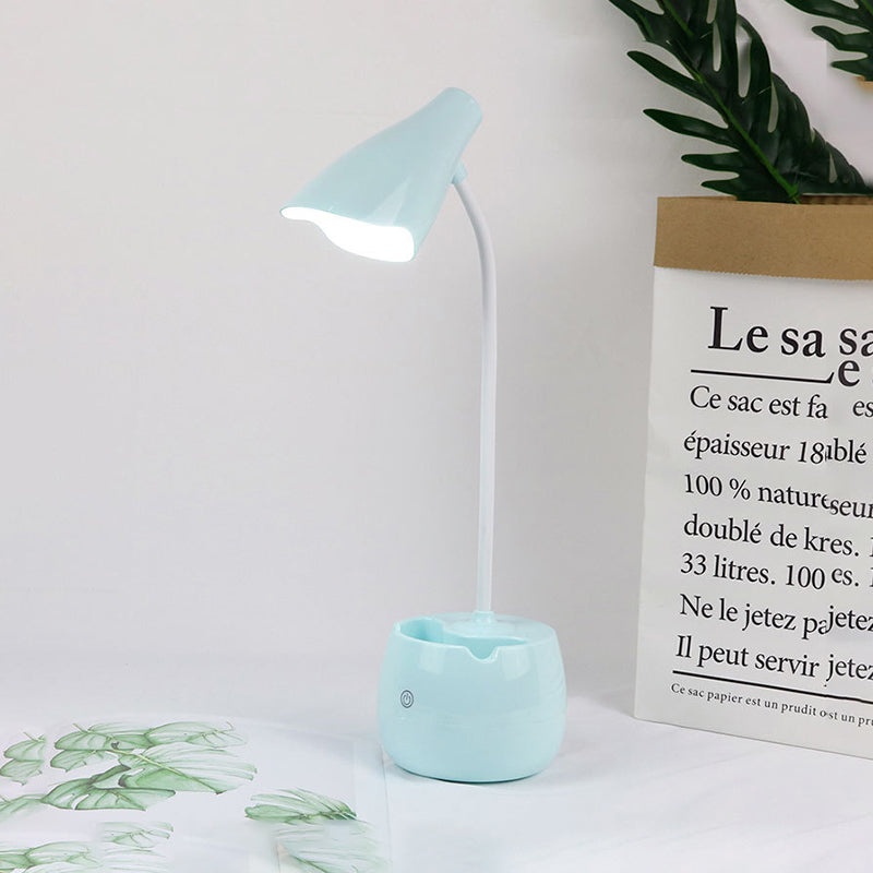 Oogcaring flexibel ganeneck bureau licht penhouder ontwerp LED USB oplaadleeslicht in blauw/roze/wit/geel