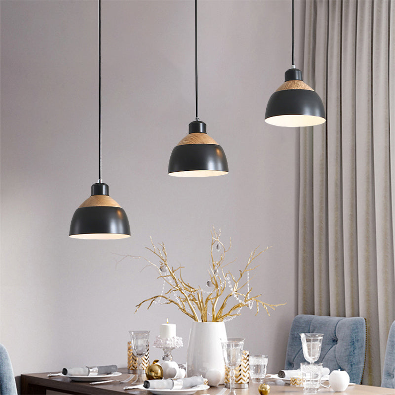 Metal Domed Suspension Light Meeting Room 3 Lights Macaron Simple Hanging Light