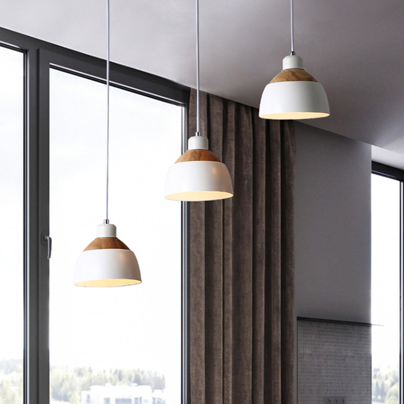 Metal Domed Suspension Light Meeting Room 3 Lights Macaron Simple Hanging Light