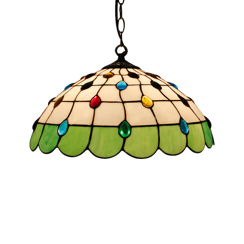 Costilla colgante de cúpula de una cabeza Tiffany rosa/azul claro/verde Arte de vidrio enrollado Luz de techo de vidrio para dormitorio