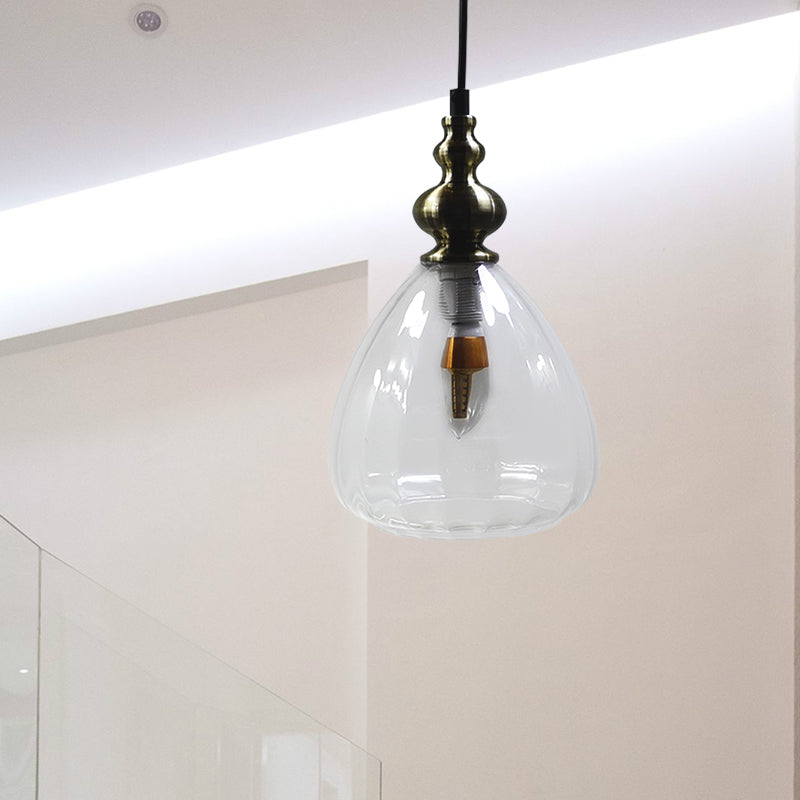 Lámpara colgante del restaurante de sombra piramidal ámbar/transparente/copa de humo bombilla simple de estilo moderno luz colgante