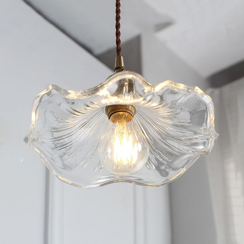 HALLWAY FOYER LOTUS BEAF hanger verlichting helder glas één licht eigentijdse hangende lamp