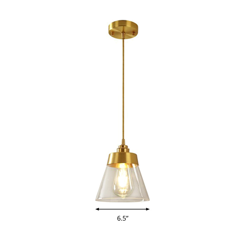 Modern Trapezoid Shade Hanging Lamp One Light Transparent Glass Pendant Lighting for Cafe