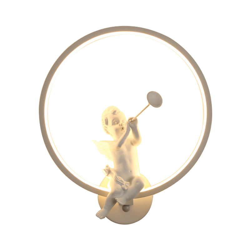 Modern White Wall Light with Angel Boy Ring Acrylic LED Sconce Light for Stair