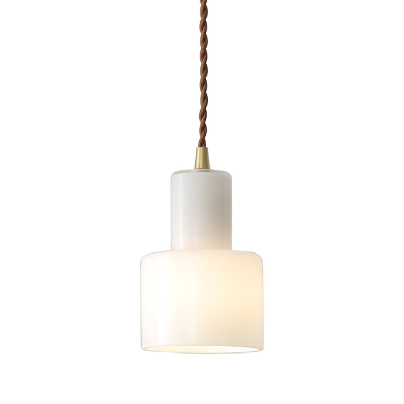 1 cylindre léger lampe suspendue moderne en verre de lait simple pendentif léger en blanc pour chambre de bureau