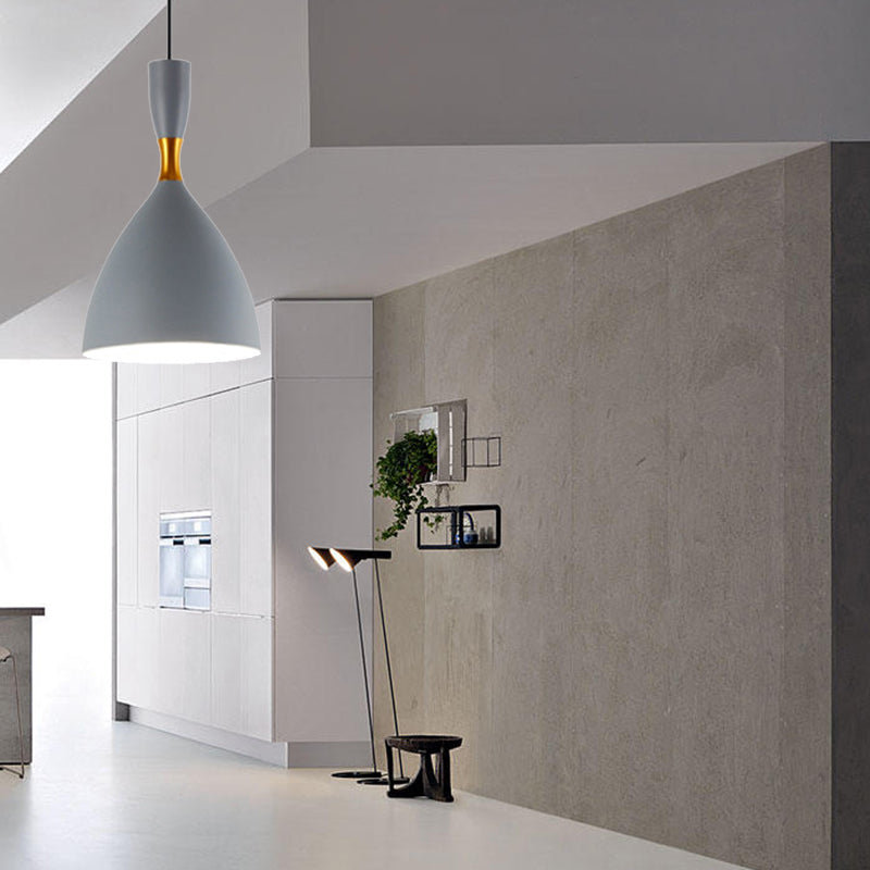 Forma de embudo de aluminio Suspension Light Study Room Café 6.5/10 pulgadas de ancho 1 Lámpara colgante contemporánea ligera