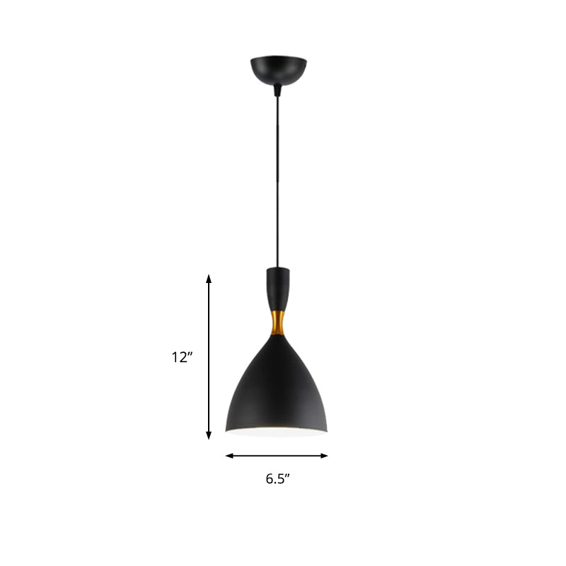 Forma de embudo de aluminio Suspension Light Study Room Café 6.5/10 pulgadas de ancho 1 Lámpara colgante contemporánea ligera
