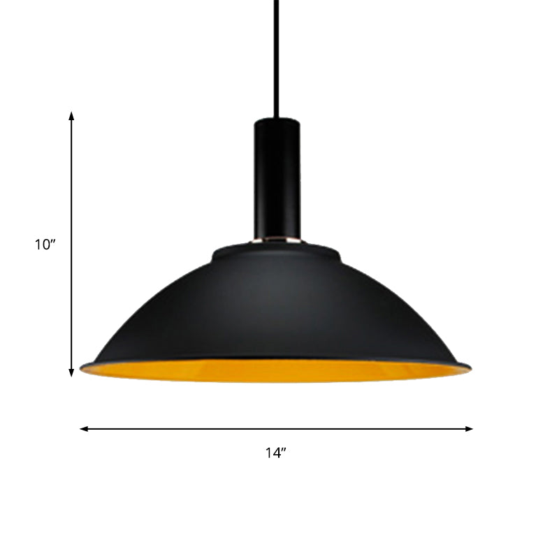 Luz de colgante contemporáneo de tazón 11 "/14" de ancho 1 bombilla aluminio colgante luz para fábrica de galería