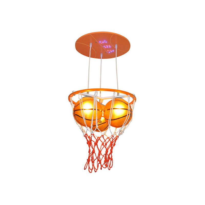 Glass Basketball Pendant Light Boys Bedroom 3 Lights Sport Style Pendant Lamp