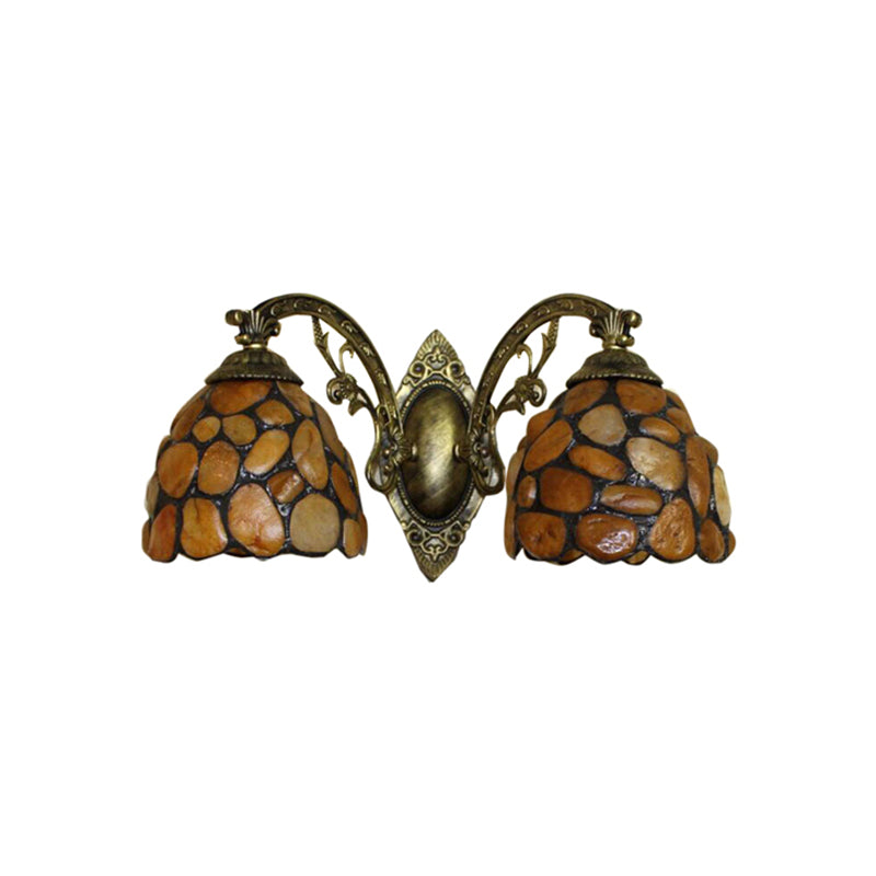 2-Light Domed Wall Mount Light Tiffany Stained Glass Wall Sconce Light for Balcony