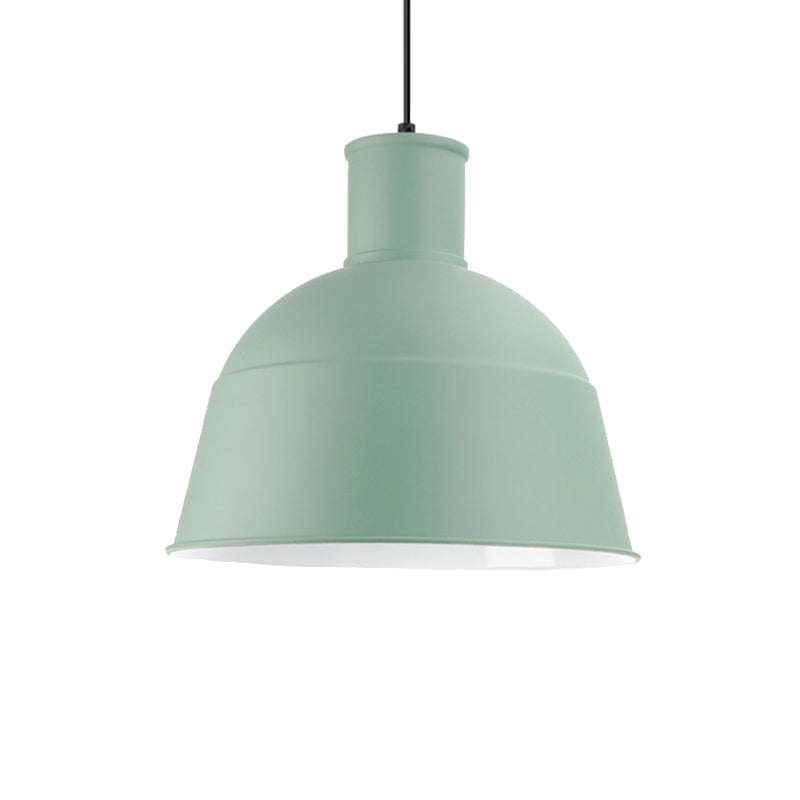 Dining Room Kindergarten Bowl Pendant Light Aluminum One-Light Macaron Loft Hanging Lamp