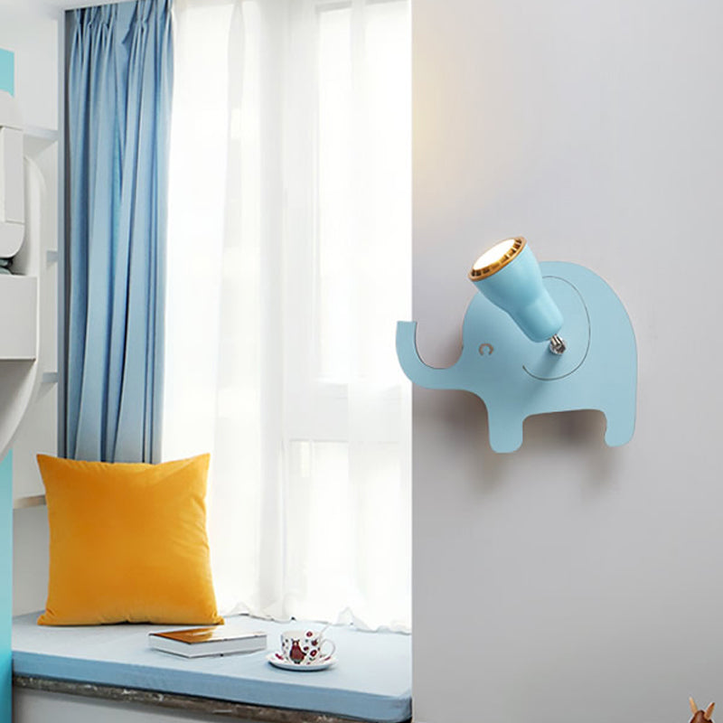 Nordic Horn Shape Wall Sconce 1 Head Metal LED Wall Light with Animal for Game Room