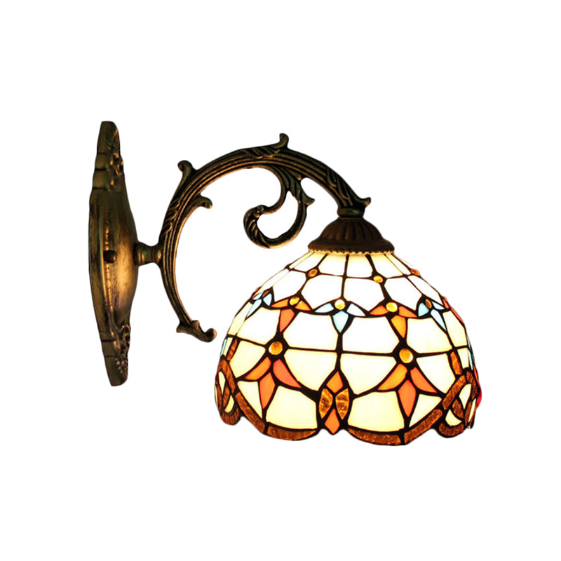 Vintage Tulip Wall Hanging Lights Stained Glass 1-Light Wall Light Shade for Hallway