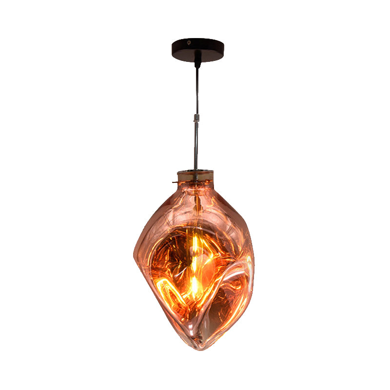 Contemporary Style Hanging Light Abstract Shade 1 Light Hammered Glass Pendant Lamp for Hotel
