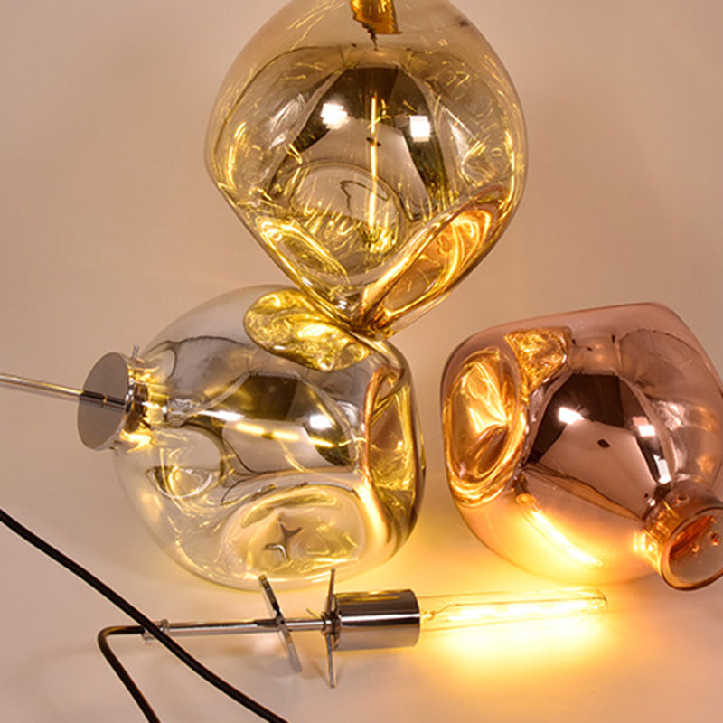 Contemporary Style Hanging Light Abstract Shade 1 Light Hammered Glass Pendant Lamp for Hotel