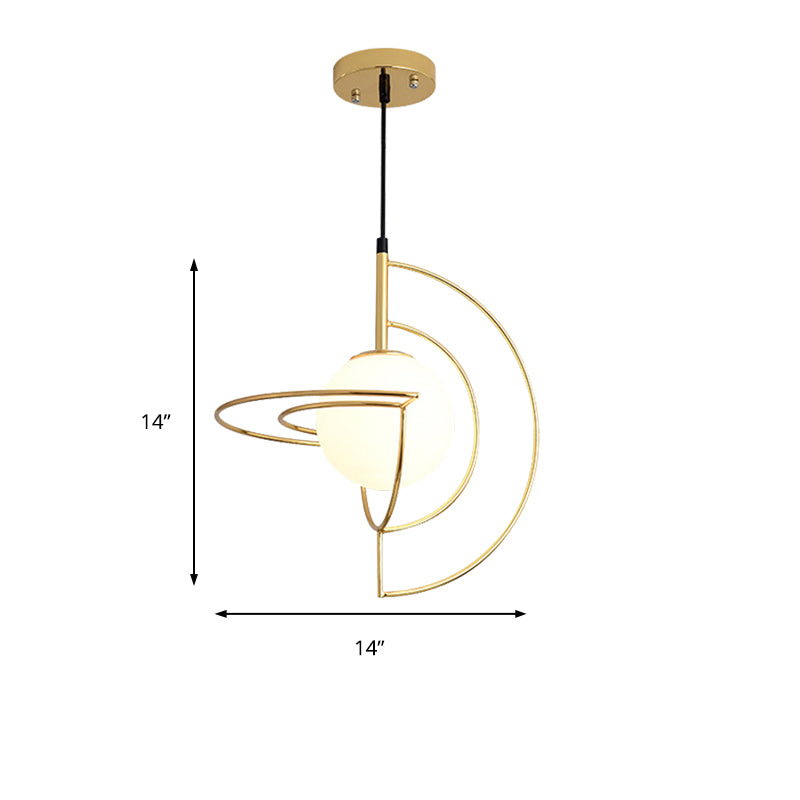 Comedor globe Luz colgante con marco de alambre Metal de vidrio 1 Luz de colgante simple en oro