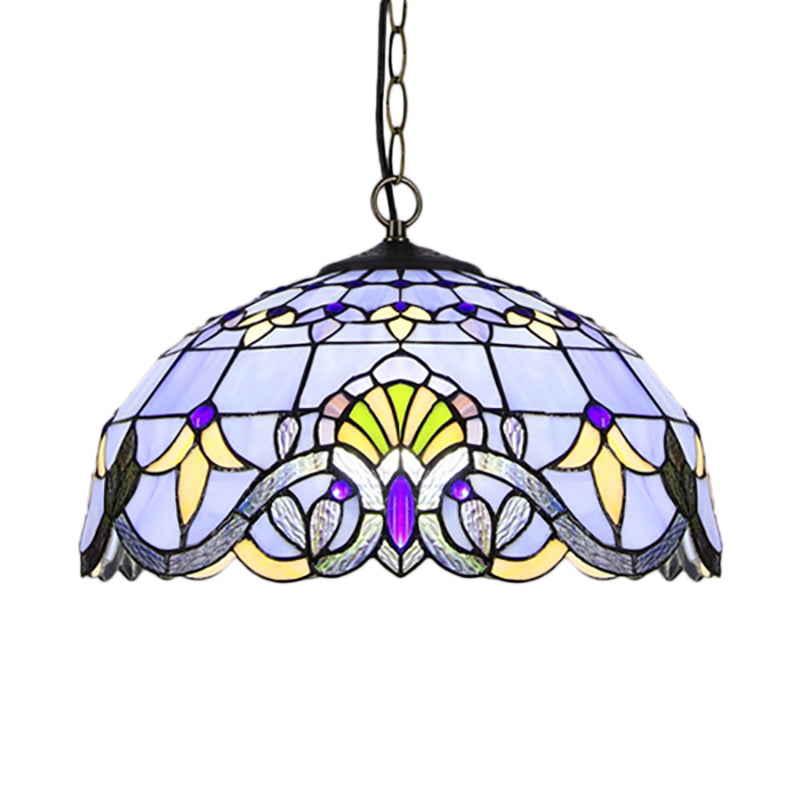Dome Shade Pendant Lighting Fixtures Victorian Stained Glass Single Light Ceiling Light