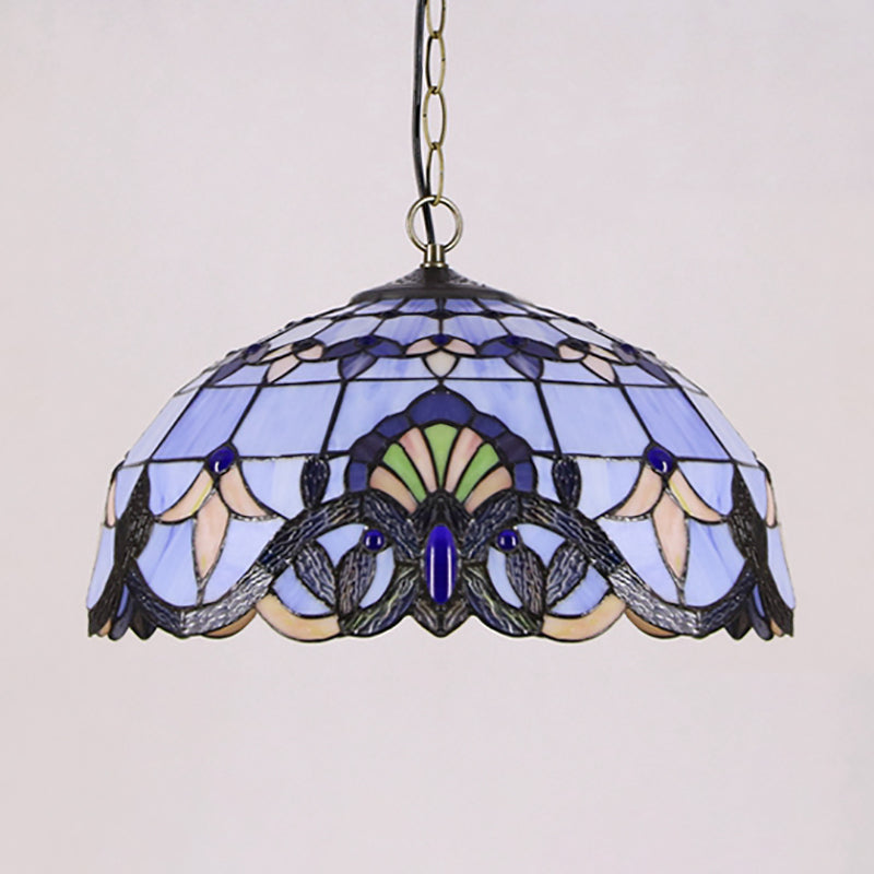 Koepelschaduw Hanglampverlichtingsarmaturen Victoriaans gebrandschilderde glas enkel licht plafondlicht