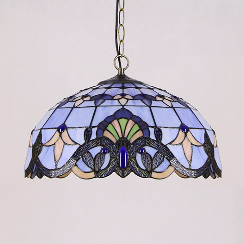 Dome Shade Pendant Lighting Fixtures Victorian Stained Glass Single Light Ceiling Light