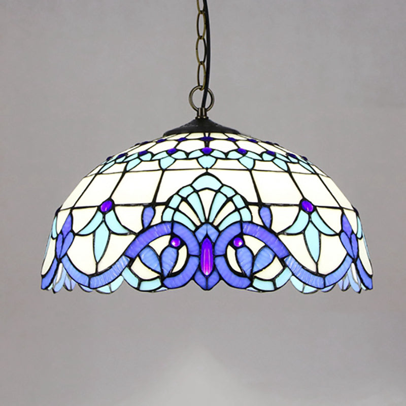 Koepelschaduw Hanglampverlichtingsarmaturen Victoriaans gebrandschilderde glas enkel licht plafondlicht