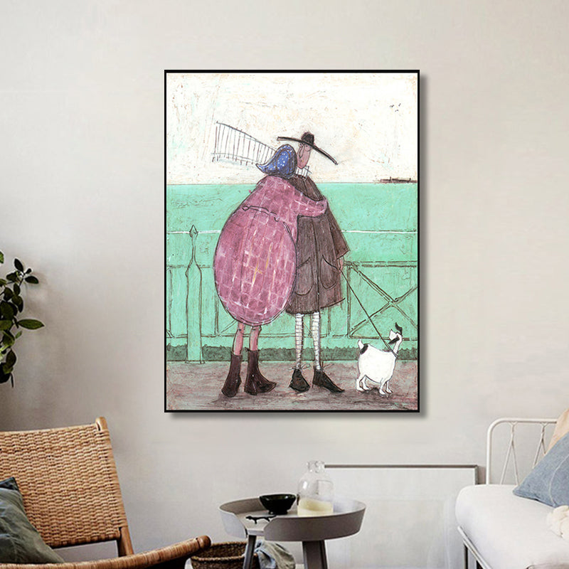 Recreational Figure Wall Art Decor Pastel Color Canvas Painting, Textured, Multiple Sizes