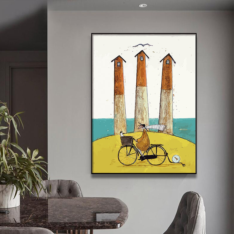 Recreational Figure Wall Art Decor Pastel Color Canvas Painting, Textured, Multiple Sizes