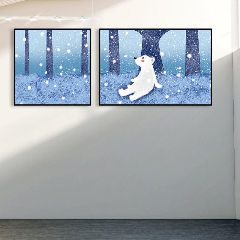 Animals Wall Decor Children's Art Textured Family Room Canvas in Soft Color, Set of 2