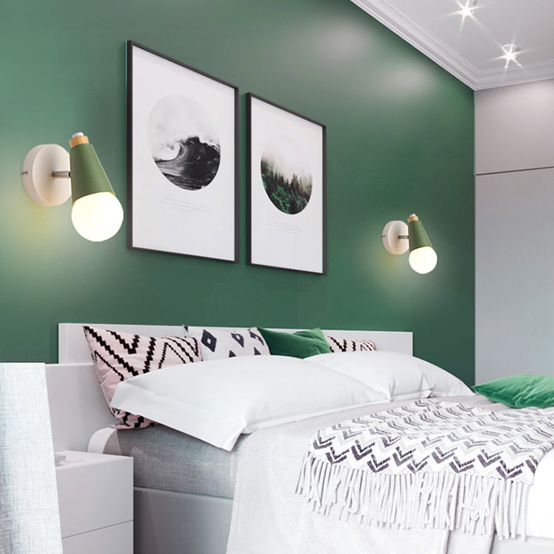 Bedside Hallway Sweet Cone Wall Light Metal One Light Nordic Style Rotatable Wall Lamp