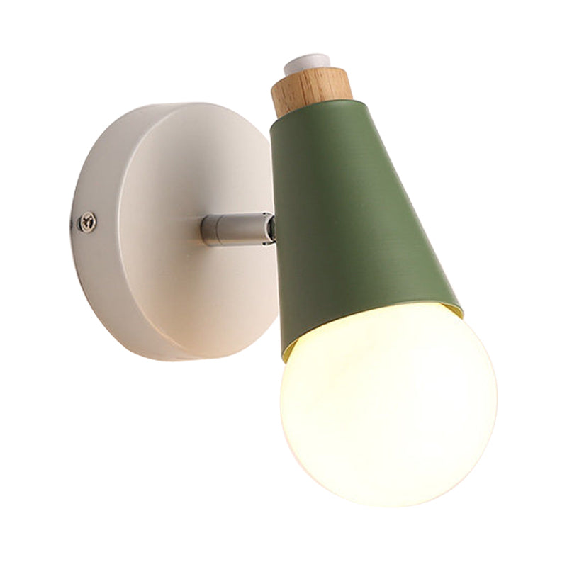 Bedside Hallway Sweet Cone Wall Light Metal One Light Nordic Style Rotatable Wall Lamp
