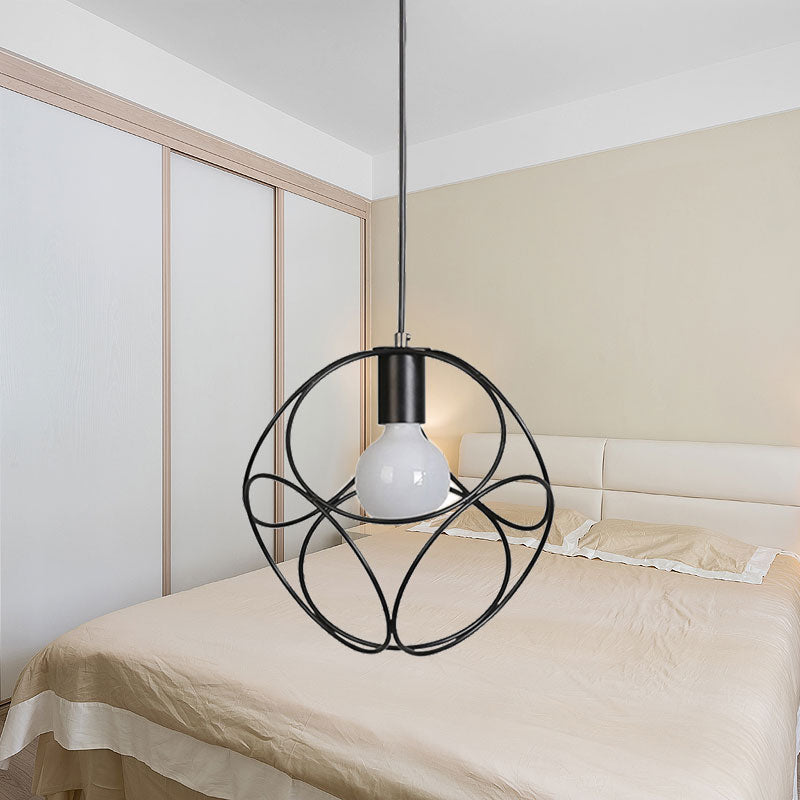 Luz de suspensión de marco de alambre de globo macarrón 1 luz colgante de metal ligero para dormitorio infantil