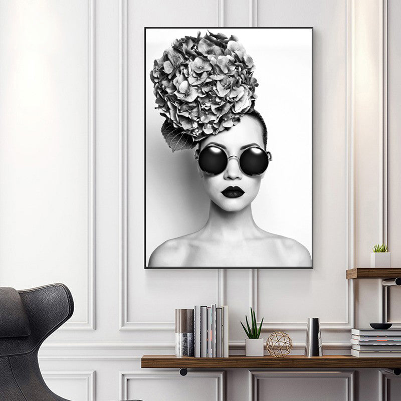 Photo Fashionable Girl Wall Decor Figure Glam Textured Canvas Art Print for Rest Room