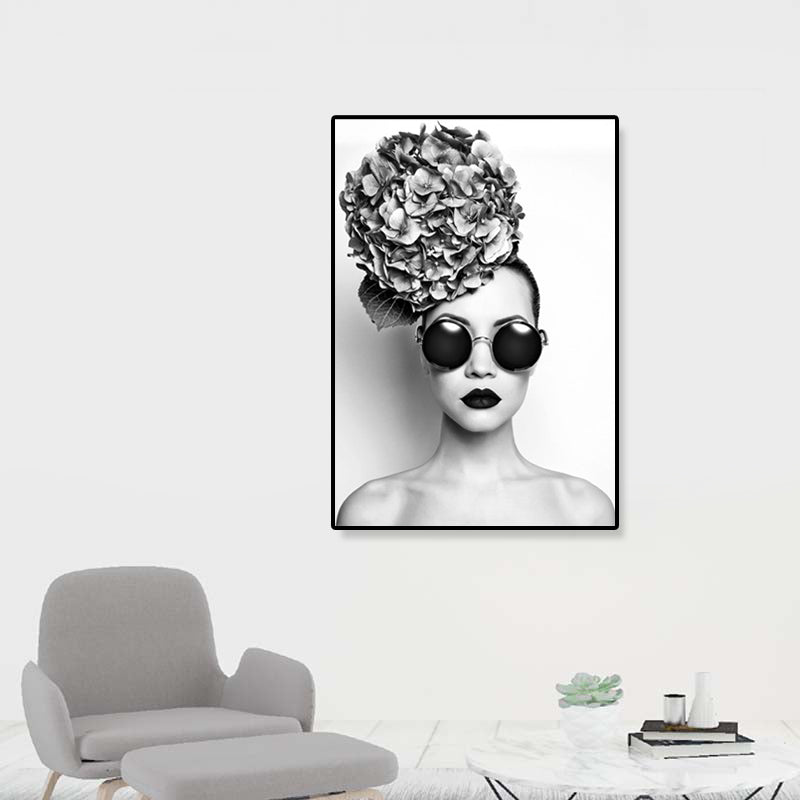 Photo Fashionable Girl Wall Decor Figure Glam Textured Canvas Art Print for Rest Room