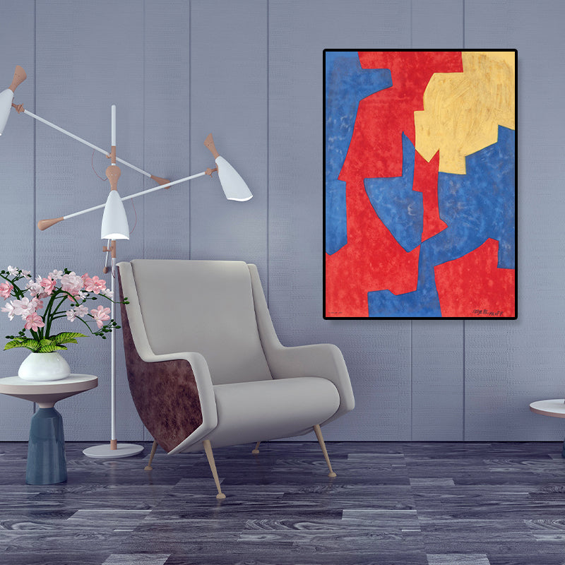 Toile graphique imprimée à la main, peintures aux couleurs douces, décor mural abstrait pour salon