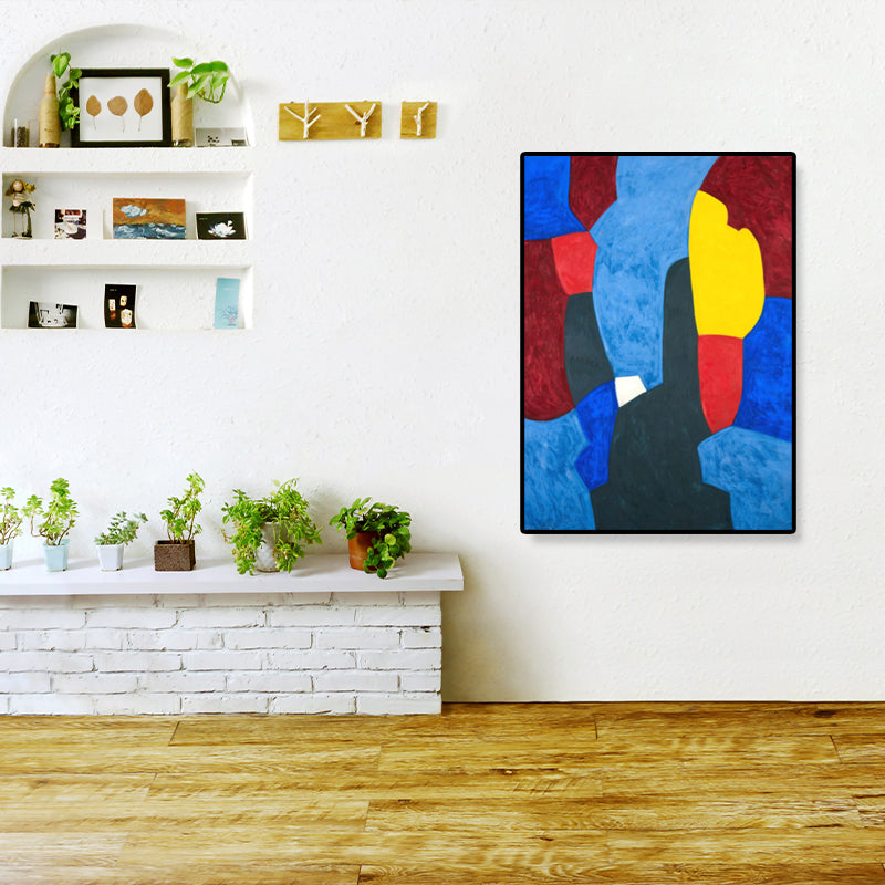 Hand Printed Graphic Canvas Art Soft Color Paintings Abstract Wall Decor for Living Room