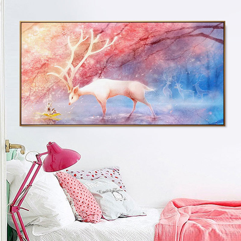 Toile d'animaux fantastiques pour enfants, décoration murale texturée de couleur douce pour chambre de bébé