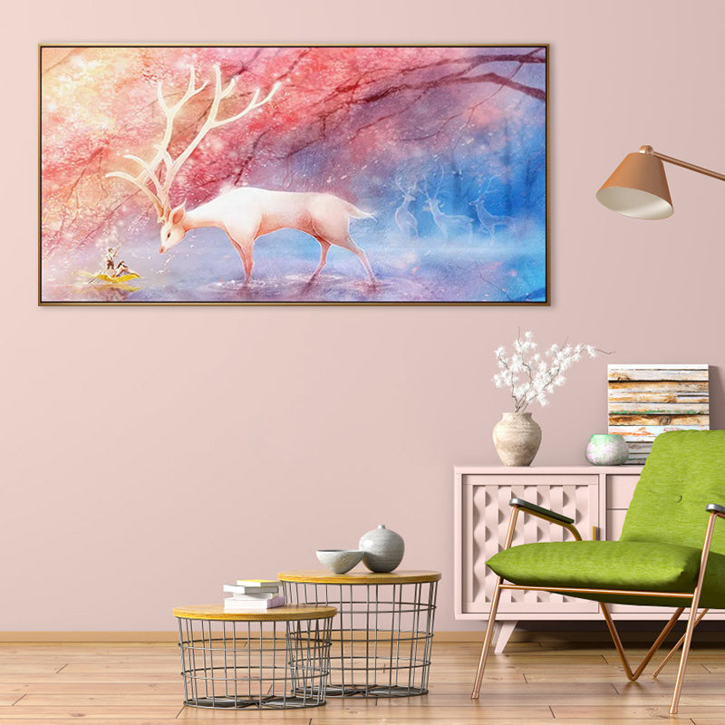 Toile d'animaux fantastiques pour enfants, décoration murale texturée de couleur douce pour chambre de bébé