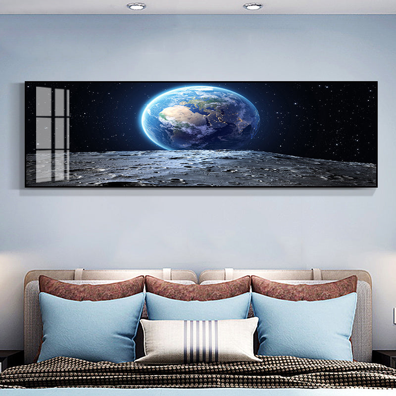 Grand Planet Canvas Print Textured Children's Art House Interior Wall Decor in Light Color