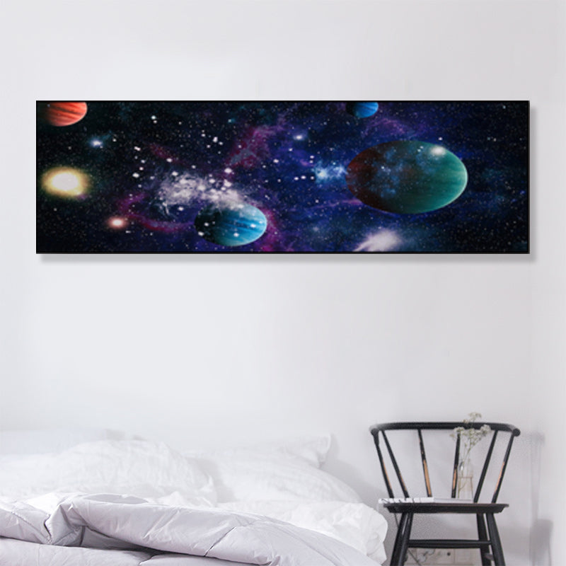 Grand Planet Canvas Print Textured Children's Art House Interior Wall Decor in Light Color