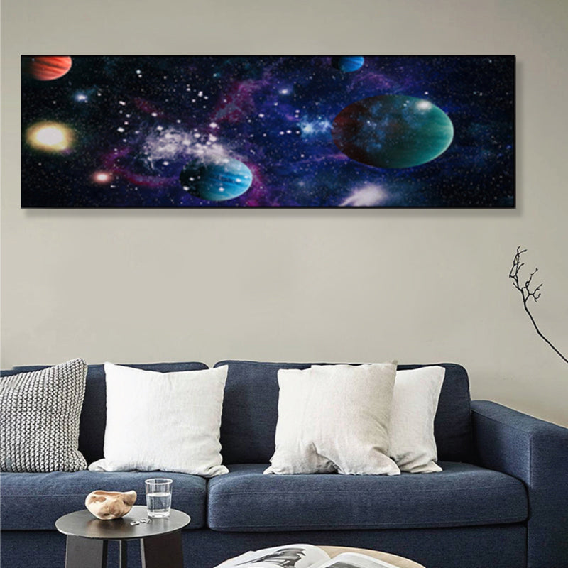 Impression sur toile Grand Planet texturée pour enfants, décoration murale intérieure de maison d'art en couleur claire